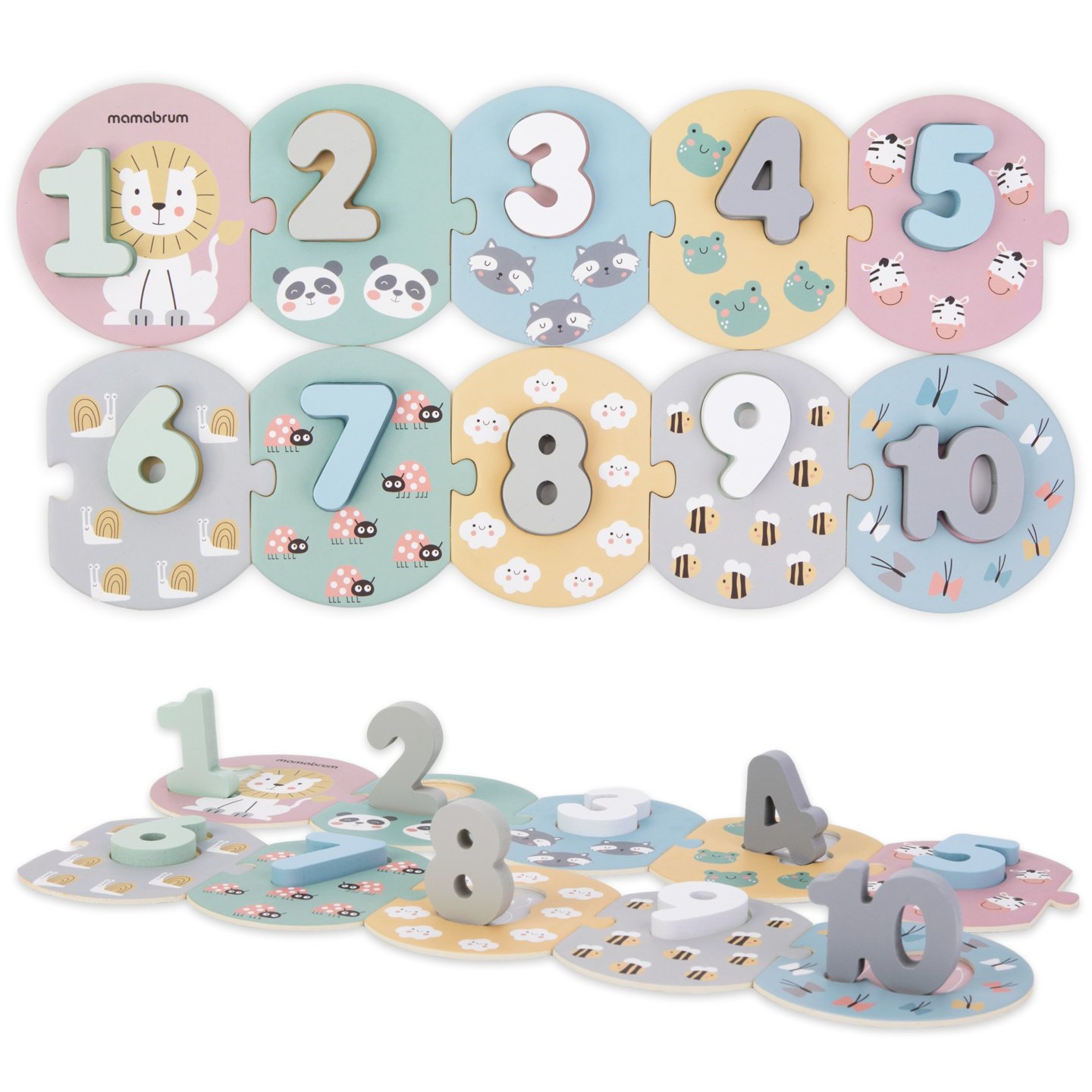 Educational wooden puzzle with numbers